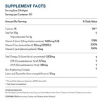 Supplement facts label with nutritional information on a white background